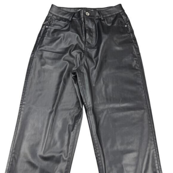 Zara Mom Faux Leather Pants In Black Womens Size 4 - Picture 4 of 6